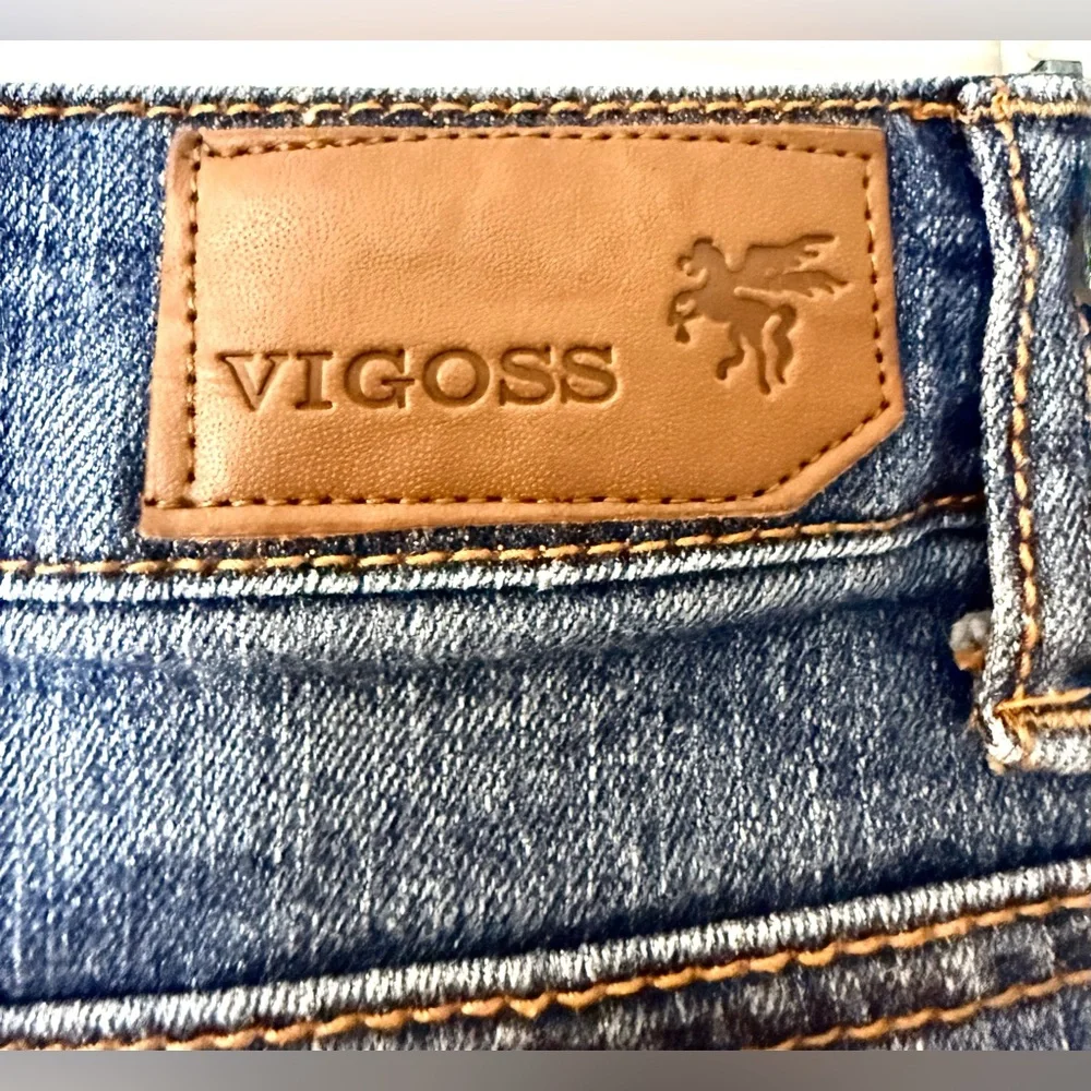Vigoss Mid Rise Skinny Jeans With Back Flap Pockets With Orange Embroidery - Picture 11 of 14
